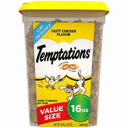 Picture of TEMPTATIONS Classic Crunchy and Soft Cat Treats Tasty Chicken Flavor, 16 oz. Tub