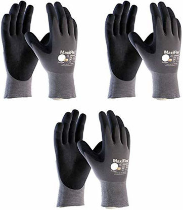 Picture of Maxiflex 34-874 Ultimate Nitrile Grip Work Gloves, Large, 3 Pair