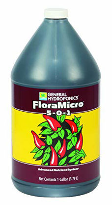 Picture of General Hydroponics HGC718125 FloraMicro 5-0-1, Use with FloraBloom & FloraGro for A Tailor-Made Nutrient Mix Ideal for Hydroponics, 1-Gallon, natural