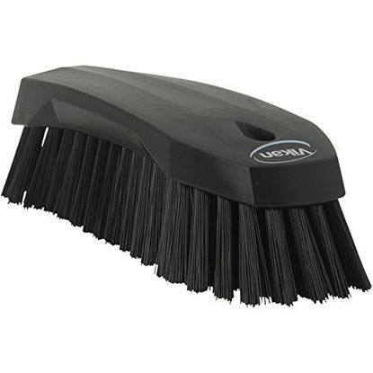Picture of Vikan 38909 Stiff Scrub Brush, Polypropylene, Polyester Bristle, 8", Black