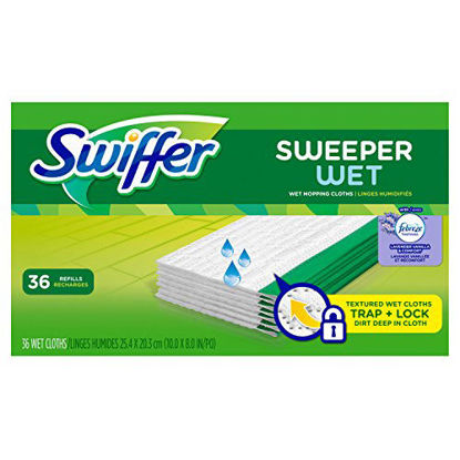 Picture of Swiffer Sweeper Wet Mopping Cloth Multi Surface Refills, Febreze Lavender Vanilla & Comfort Scent, 36 count
