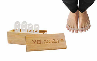 Picture of YOGABODY Naturals Toe Spreaders & Separators, Fast Pain Relief from Hammertoe & Bunions, Two Pairs in Stylish Wooden Box, Latex-Free Rubber Toe Stretchers Used for Nighttime, Yoga Practice & Running