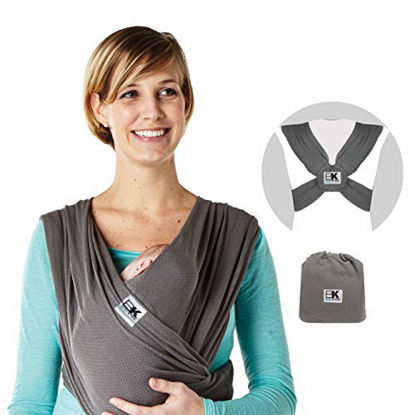 Picture of Baby K'tan Breeze Baby Wrap Carrier, Infant and Child Sling - Simple Pre-Wrapped Holder for Babywearing - No Tying or Rings - Carry Newborn up to 35 lbs, Charcoal, Small (W Dress 6-8 / M Jacket 37-38)