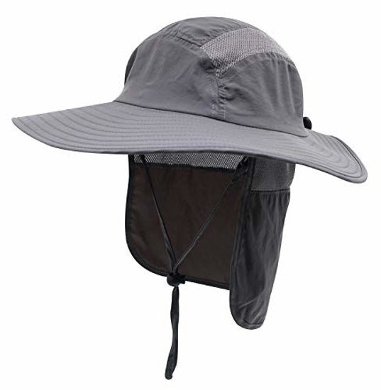 GetUSCart Home Prefer Adult UPF 50+ Sun Protection Cap Wide Brim Fishing Hat with Neck Flap