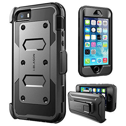 Picture of i-Blason Armorbox Case for iPhone SE 2016/ iPhone 5/5s, Full-Body Holster Bumper Case with Built-in Screen Protector (Black)