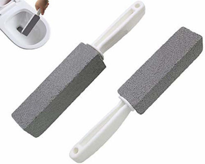 Picture of Comfun Toilet Bowl Pumice Cleaning Stone with Handle Stains and Hard Water Ring Remover Rust Grill Griddle Cleaner for Kitchen/Bath/Pool/Spa/Household Cleaning 2 Pack