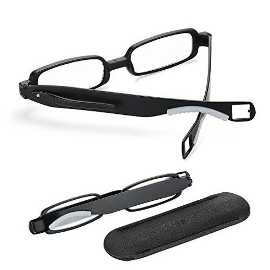 Picture of Reading Glasses men women 2.0, Patented 360° Rotation Portable Mini Clip Readers,Small Black Folding Compact TR90 Durable Lightweight Flexible Fashion Pocket Glasses 2.0, Scratch Proof