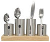 Picture of Sorbus Silverware Holder with Caddy for Spoons, Knives Forks, etc - Ideal for Kitchen, Dining, Entertaining, Buffet, Picnic, and More - Stainless Steel with Bamboo Wood Base
