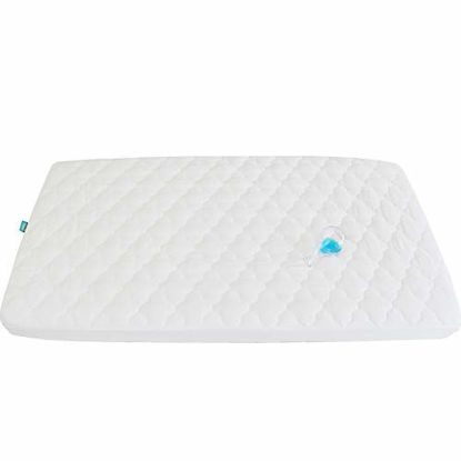 Picture of Biloban Waterproof Crib Mattress Pad Cover for Pack N Play - 39" x 27" Fitted Pad for Graco Playard Mattress | Mini & Portable Playard Mattresses -Washable Ultra Soft Padding -White