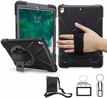 Picture of TSQ iPad Pro 10.5 Case 2017/ iPad Air 3 Case 2019, Heavy Duty Rugged Protective Hard Case with Stand,Handle Hand Strap&Shoulder Strap, iPad Air 3rd Generation 10.5 inch for Kids A1701 A1709 A2152 Blk
