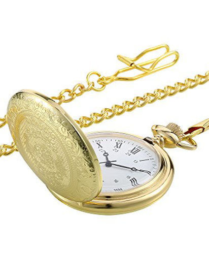 Picture of Pangda Vintage Pocket Watch Gold Steel Men Watch with Chain for Fathers Day Gift