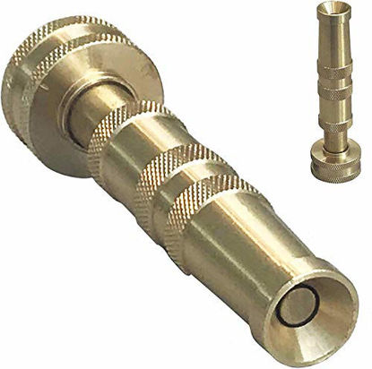 Picture of High Pressure Hose Nozzle Heavy Duty | Brass Water Hose Nozzles for Garden Hoses | Adjustable Function | Fits Standard Hoses, Garden Sprayer, Spray Nozzle, Power Washer Nozzle