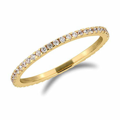 Picture of UPSERA 18k Yellow Gold Plated CZ Cubic Zirconia Stackable Ring Eternity Band, Size 7