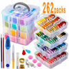 Picture of 262 Pack Embroidery Thread Floss Set Including 200 Colors 8 M/Pcs Cross Stitch Sewing Thread with Floss Bins and 62 Pcs Cross Stitch Tool,4-Tier Transparent Storage Box
