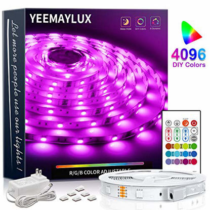 Picture of YEEMAYLUX LED Strip Lights 16.4ft 4096 DIY Color changing 5050 RGB 150 LEDs light strip kit with Remote and Hidden Controller Easy Installation for TV backlight,Room and Bedroom Multicolor Decoration.