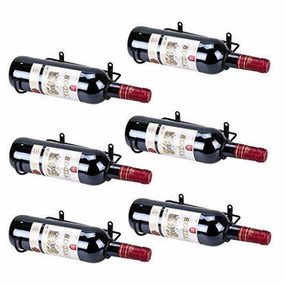 Picture of Hipiwe Set of 6 Wall Mounted Wine Rack Holders - Metal Wine Bottle Display Holder with Hardware, Wall Hanging Red Wine Bottle Organizer Racks for Storage Beverages/Liquor Bottle