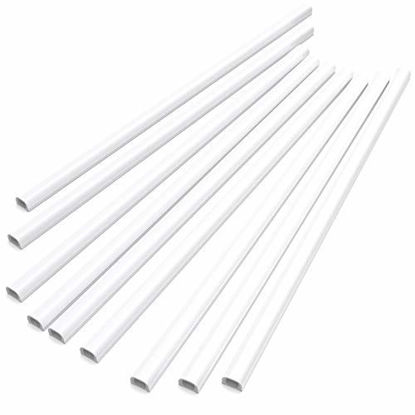 Picture of Upgraded Cord Hider, 142in Mini Wire Cable Cover, PVC Cable Concealer Channel, Paintable Cord Cover to Hide Speaker Wire, Ethernet Cable, 9X L15.7in W0.48in H0.32in, CC05 White