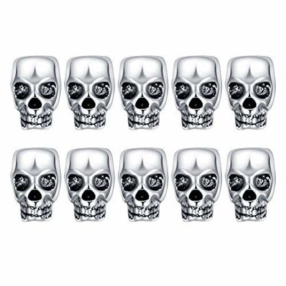 Picture of Gusnilo 10pcs Approx Tibet Silver Skull Spacer Beads---Great DIY Accessories for Necklace, Bracelets and Earrings Making