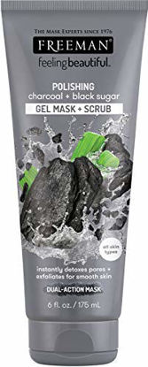 Picture of Freeman Polishing Charcoal Gel Facial Mask and Scrub, Oil Absorbing and Exfoliating Beauty Face Mask with Black Sugar, 6 oz