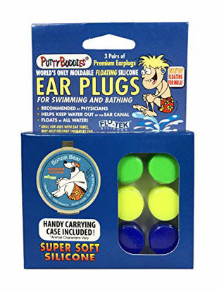Picture of PUTTY BUDDIES Floating Earplugs 3-Pair Pack - Soft Silicone Ear Plugs for Swimming & Bathing - Invented by Physician - Block Water- Premium Swim Earplugs - Doctor Recommended - Ear Tubes