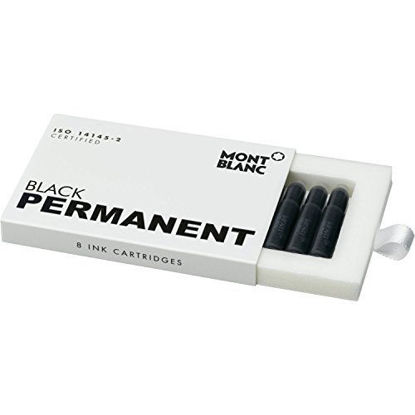 Picture of Montblanc Ink Cartridges Permanent Black 107757 - Document-Proof Fountain Pen Refills in Black - 8 International Standard Pen Cartridges
