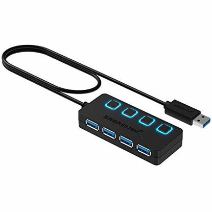 Picture of Sabrent 4-Port USB 3.0 Hub with Individual LED Power Switches | 2 Ft Cable | Slim & Portable | for Mac & PC (HB-UM43)