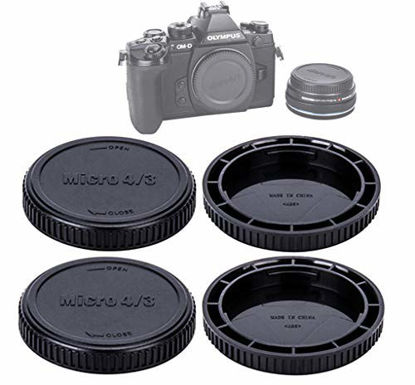 Picture of (2 Packs) JJC M43 Lens Rear Cap Camera Body Cap, MFT Rear Lense Protective Cap, Micro Four Thirds Dust Sensor Cover, Compatible with Olympus / Panasonic Lumix Micro 4/3 Mirrorless Camera