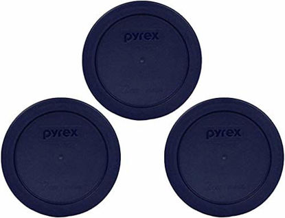 Picture of Pyrex Blue 2 Cup Round Storage Cover #7200-PC for Glass Bowls 3-Pack