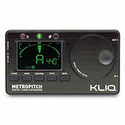 Picture of KLIQ MetroPitch - Metronome Tuner for All Instruments - with Guitar, Bass, Violin, Ukulele, and Chromatic Tuning Modes - Tone Generator - Carrying Pouch Included, Black