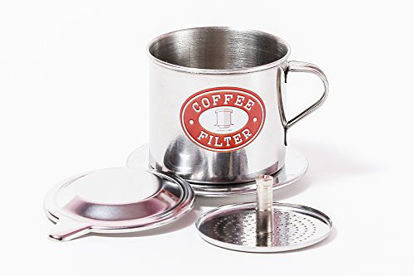 Picture of Vietnamese Coffee Phin Filter Set. This kit works well with Trung Nguyen ground Coffee beans. Sizes S to XL in 1, or 2 pack. Screw Down Insert (1, Small (6 oz))