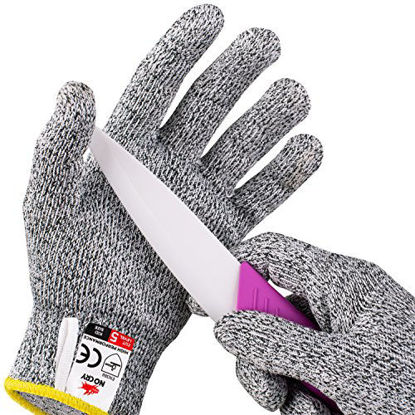 Picture of NoCry Cut Resistant Gloves for Kids, XS (8-12 Years) - High Performance Level 5 Protection, Food Grade. Free Ebook Included!