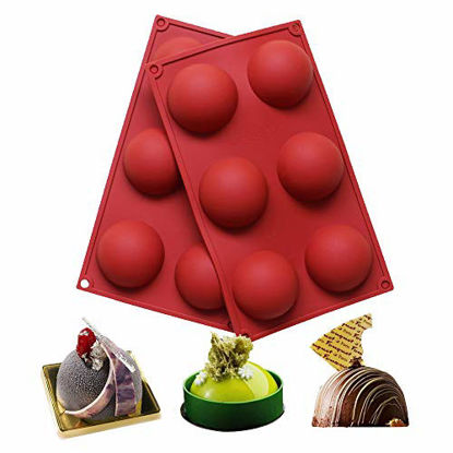 Picture of BAKER DEPOT 6 Holes Silicone Mold For Chocolate, Cake, Jelly, Pudding, Handmade Soap, Round Shape, Dia: 2 1/2 inches, Set of 2, M
