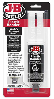 Picture of J-B Weld 50139 Plastic Bonder Body Panel Adhesive and Gap Filler Syringe - Black - 25 ml