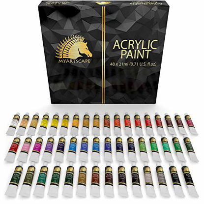 Picture of Acrylic Paints Set - 48 x 21ml Tubes - Heavy Body - Lightfast - Artists' Quality Paints by MyArtscape