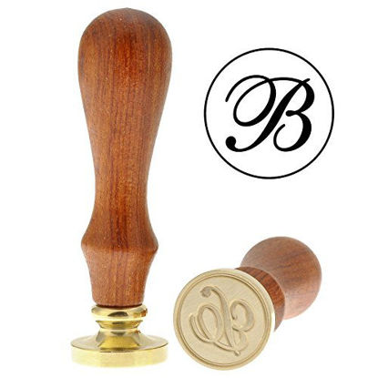 Picture of Letter B Wax Seal Stamp, Yoption Vintage Retro Brass Head Wooden Handle Alphabet Letter Initial Wax Classic Sealing Wax Seal Stamp (B)