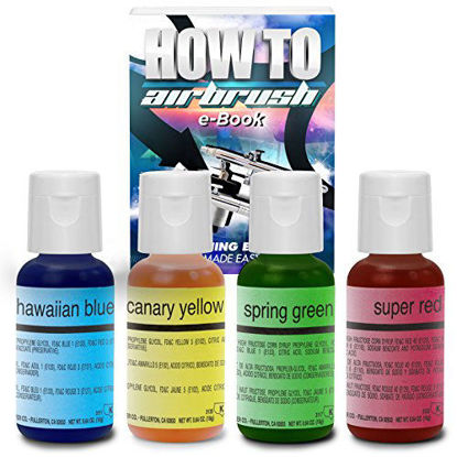 Picture of Chefmaster Cake Decorating Food Coloring Airbrush Paint Set - 4 Colors .64oz