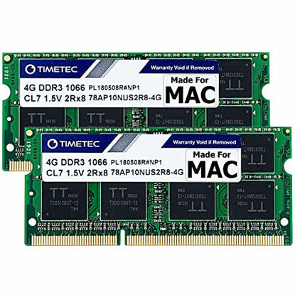 Picture of Timetec Hynix IC 8GB KIT(2x4GB) Compatible for Apple DDR3 1067MHz / 1066MHz PC3-8500 for MacBook, MacBook Pro, iMac, Mac Mini (Late 2008, Early/Mid/Late 2009, Mid 2010) MAC SODIMM Memory RAM Upgrade