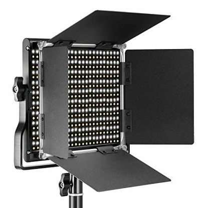 Picture of Neewer Professional Metal Bi-Color LED Video Light for Studio, YouTube, Product Photography, Video Shooting, Durable Metal Frame, Dimmable 660 Beads, with U Bracket and Barndoor, 3200-5600K, CRI 96+