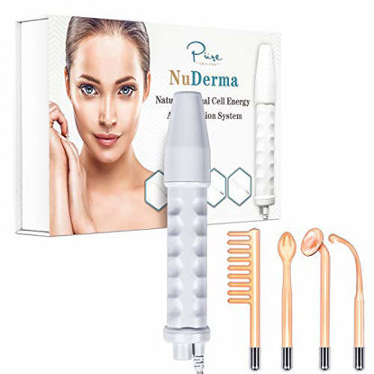 Picture of NuDerma Portable Handheld High Frequency Skin Therapy Wand Machine w/Neon - Acne Treatment - Skin Tightening - Wrinkle Reducing - Dark Circles - Puffy Eyes - Hair Follicle Stimulator