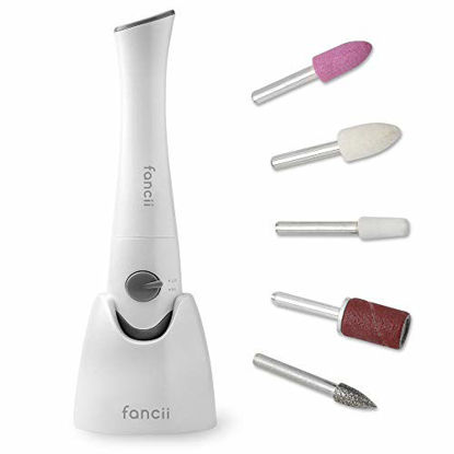 Picture of Fancii Professional Electric Manicure & Pedicure Nail File Set with Stand - The Complete Portable Nail Drill System with Buffer, Polisher, Shiner, Shaper and UV Dryer