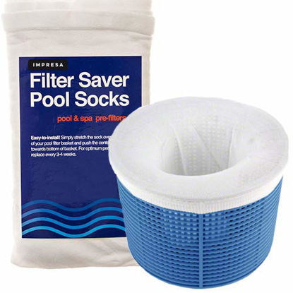 Picture of Impresa Products 20-Pack of Pool Skimmer Socks - Perfect Savers for Filters, Baskets, and Skimmers - The Ideal Sock/Net/Saver to Protect Your Inground or Above Ground Pool