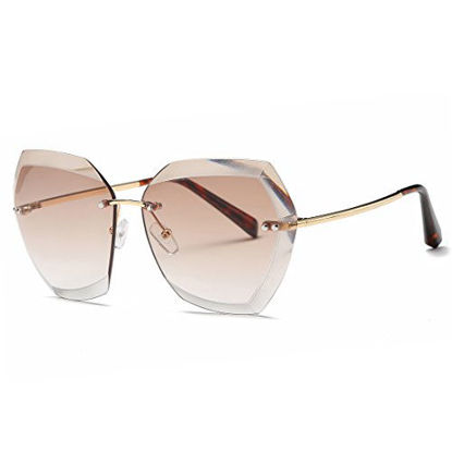 Picture of AEVOGUE Sunglasses For Women Oversized, Gold&brown, Size One Size Fits All