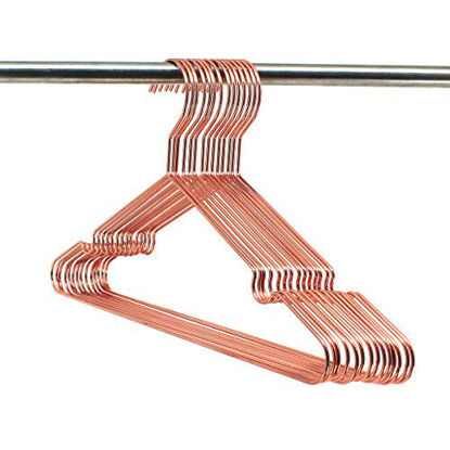 Picture of koobay 16.5 Rose Gold Shiny Wire Clothes Hanger Non Slip Shoulders for Shirts ,Coat ,Slacks Storage & Display (10)