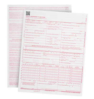 Picture of 500 CMS-1500 Claim Forms - Current HCFA 02/2012 Version"New Version"- Forms Will line up with Billing Software and Laser Compatible- 500 Sheets - 8.5'' x 11
