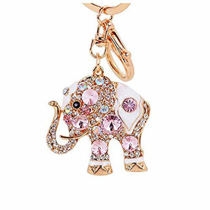 Picture of Aibearty Fashionable Diamond Crystal Rhinestone Elephant Keychain Bag Charm Pendent