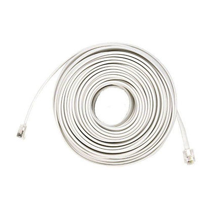 Picture of 50 Ft 4C Telephone Line Extension Cord Cable Foot for Any Phone, Modem, Fax Machine, Answering Machine, Caller ID (White)