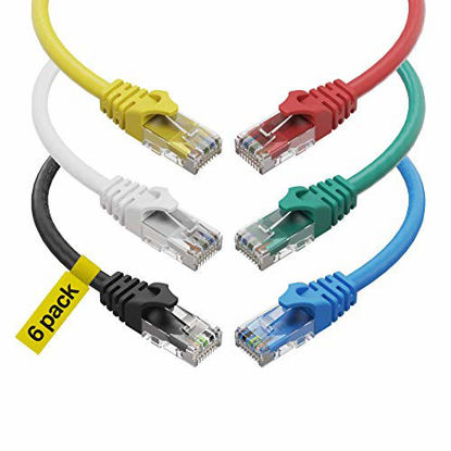 Picture of CAT6 Ethernet Cable (6 Feet) LAN, UTP (1.8 m) CAT 6 RJ45, Network, Patch, Internet Cable - 6 Pack (6 ft)