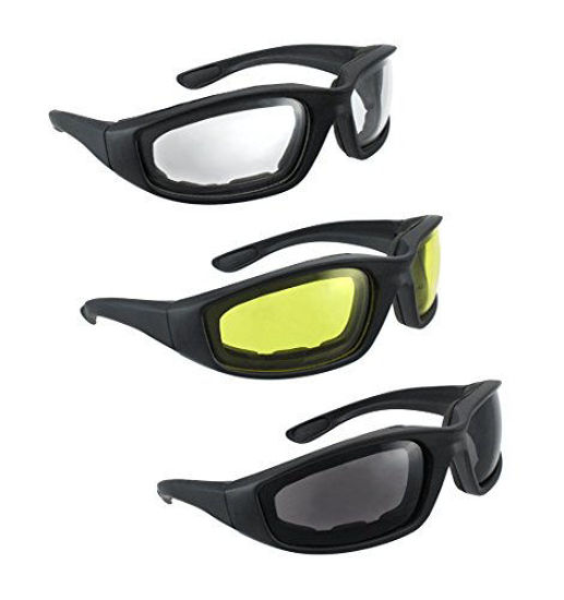 GetUSCart- 3 Pair UV Protection Motorcycle Riding Glasses Padding