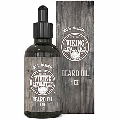 Picture of Viking Revolution Beard Oil Conditioner - All Natural Unscented Organic Argan & Jojoba Oils - Softens, Smooths & Strengthens Beard Growth - Grooming Beard and Mustache Maintenance Treatment, 1 Pack