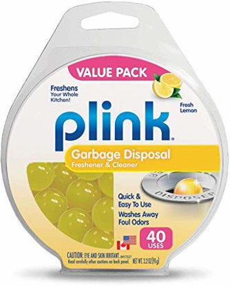 Picture of Plink Garbage Disposal Cleaner, Freshener & Odor Removing Balls, Easy to Use, Fresh Lemon Scent, 40 Count (PLM40N)